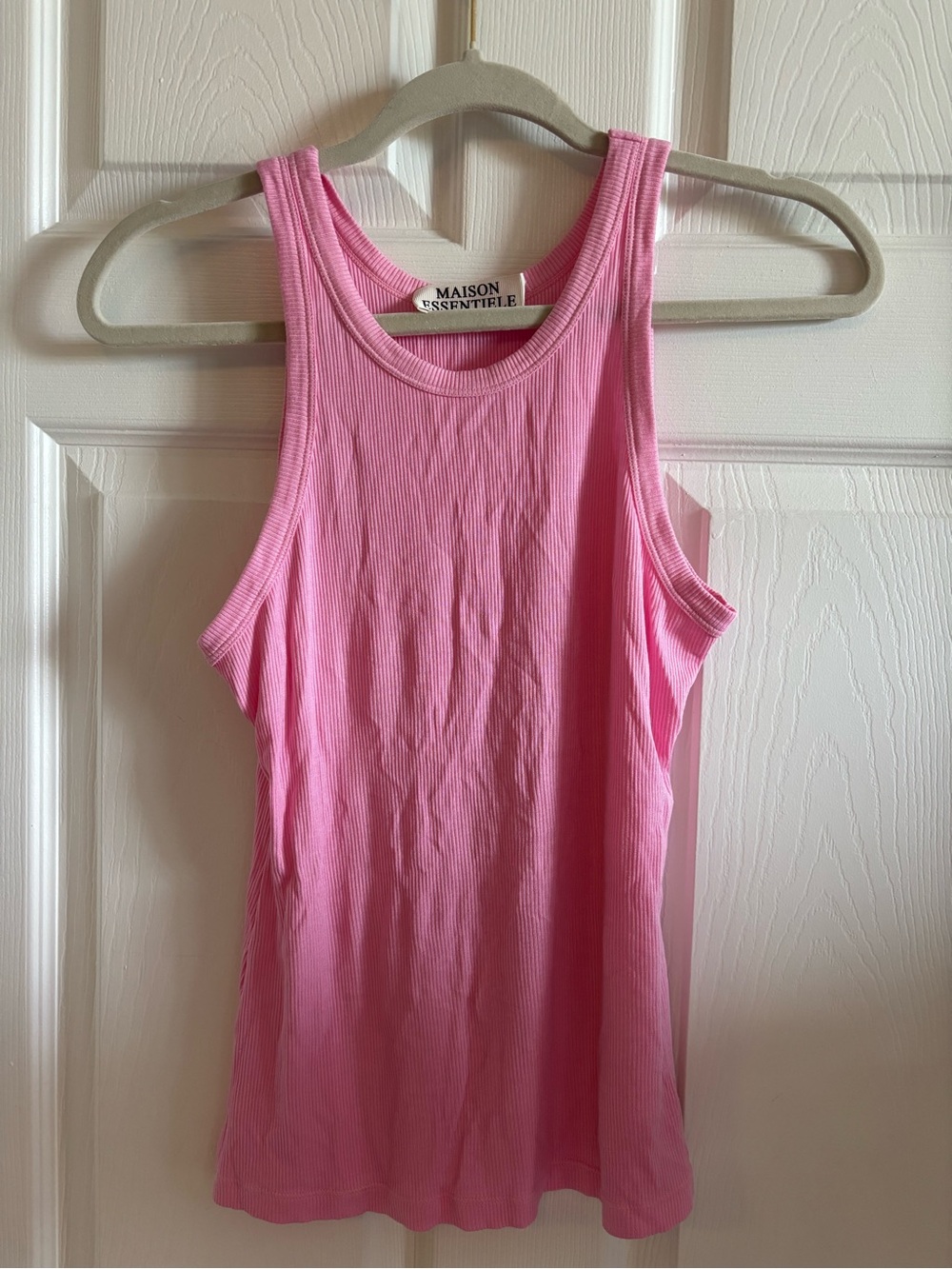 MAISON ESSENTIELE Pink Ribbed Tank Top Size Medium